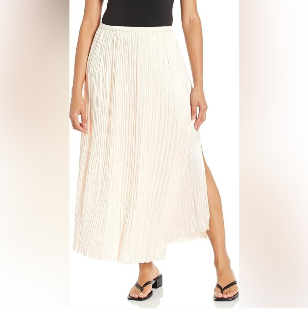 Vince Pleated Asymmetric Paneled Cream Ivory Midi Skirt Women's L